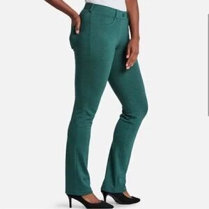 Betabrand Dress Pant Yoga Pant Green Zig Zag Print